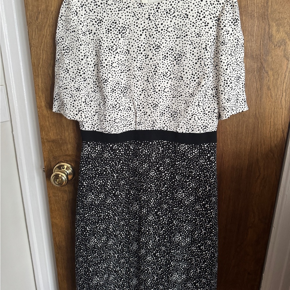 Caroline Crepe Black and White Spot Dress